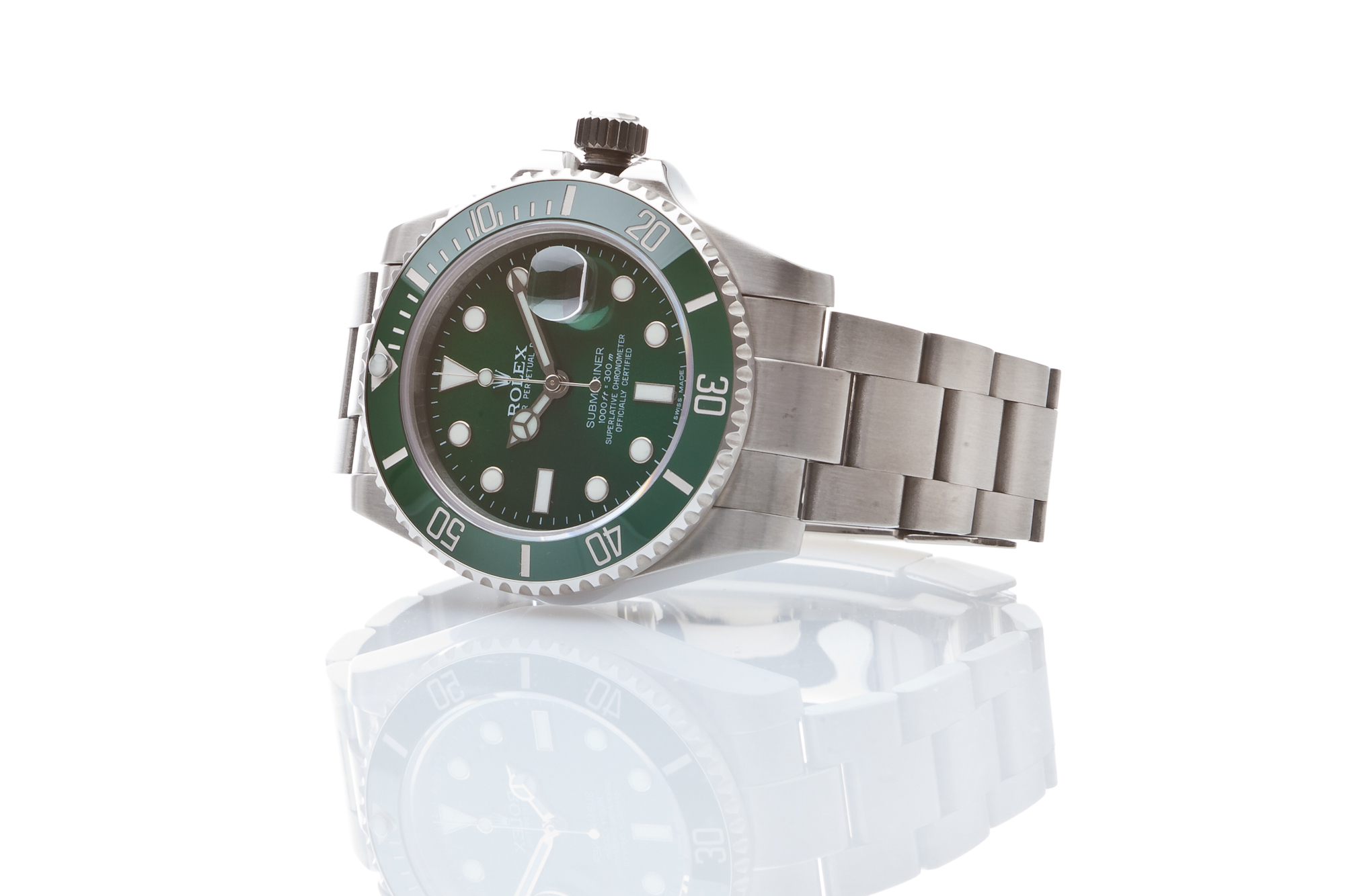 Productfotografie Rolex horloge met groene wijzerplaat