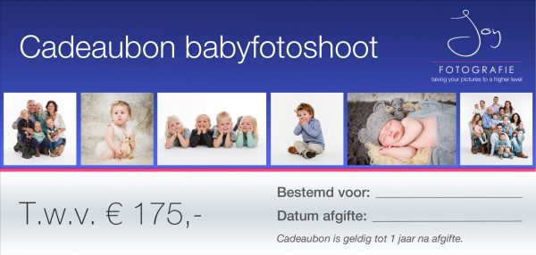 Cadeaubon babyfotoshoot Joyfotografie basic pakket