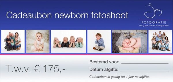 Cadeaubon newborn fotoshoot Joyfotografie basic pakket